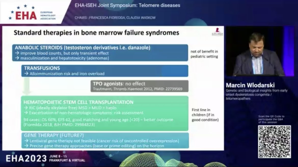 emmamgroarke's tweet photo. Another great talk #telomere biology disorder from @marrowgenes @StJude looking from a genetic / pediatric POV. Multi-organ disease = many specialists needed. Ongoing discoveries of new genetic causes; interesting role of somatic rescue. @TeamTelomereInc @EHA_Hematology #EHA2023 https://t.co/D047xSbCiQ
