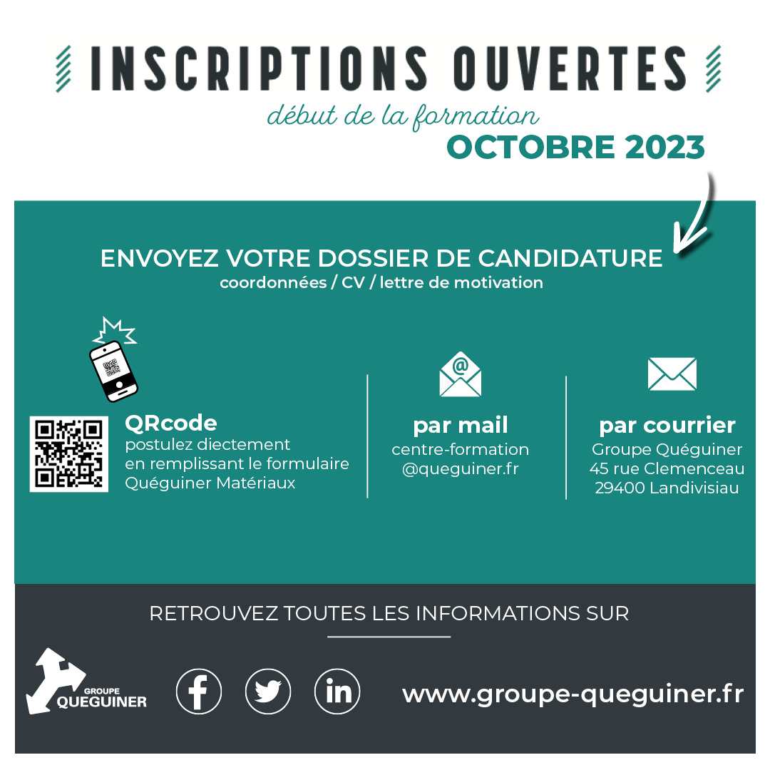 Les inscriptions se poursuivent dans notre Centre de Formation !

À la recherche d'une formation de Vendeur.euse-Conseil ? Ça tombe bien, nous en avons une qui débute en octobre ! 😉

👉 Inscription en ligne sur notre site Groupe Quéguiner : groupe-queguiner.fr/centre-de-form…