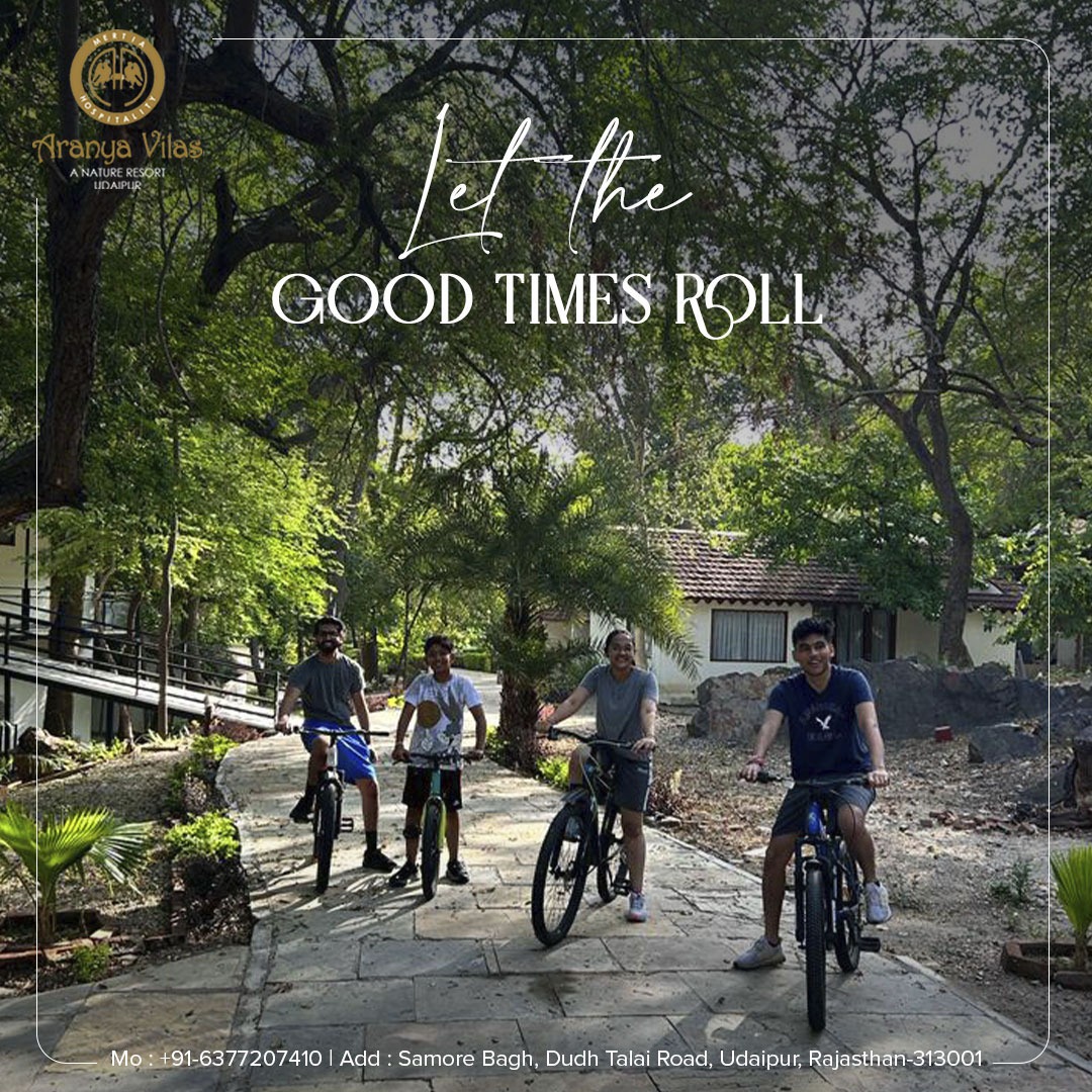 Pedal to Paradise: Recharge and Revel in the Good Times at Our Resort's Enchanting Cycling Oasis.

For Bookings call: +91-6377207410
.
.
.
#aranyavilas #natureresort #luxuryresort #natureview #relaxingstay #luxurystay #UnleashTheJoyride  #Udaipur #ResortInUdaipur