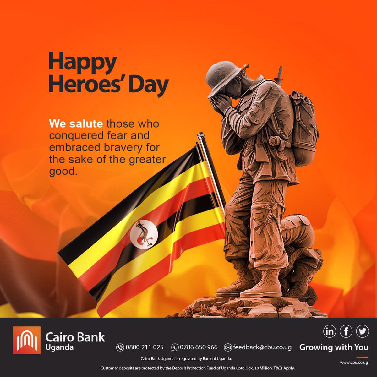 Happy Heroes’ Day!

To all the men & women whose sacrifices have seen our Nation advance across all fronts, we celebrate you today.

#CairoBank #HeroesDay #Hero