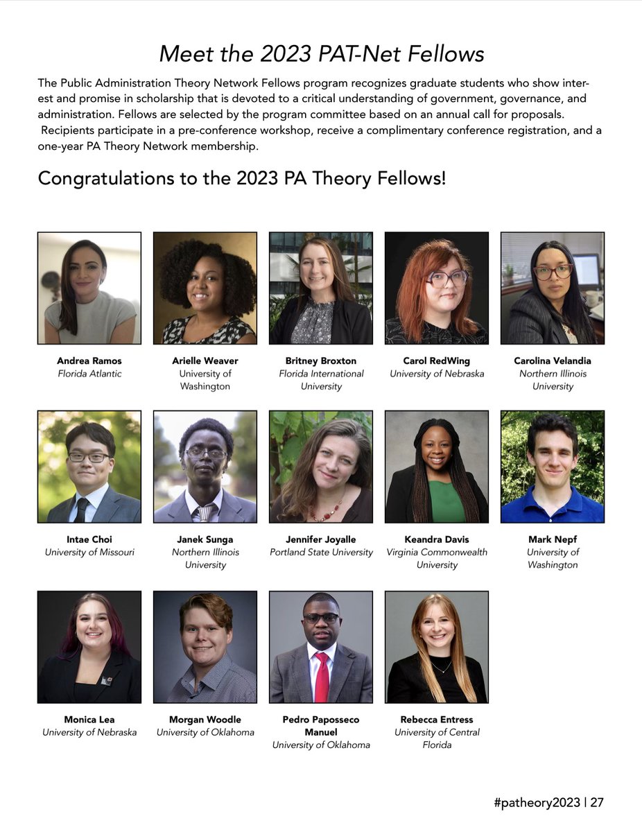 PedroDPManuel2's tweet photo. I am honored and extremely happy to share that I have been selected as one of the 2023 Public Administration Theory Network fellows. 
Thank you, Professor Frankline Muthomi Ph.D., for your support throughout this journey.
@PATheoryNetwork
#PATheoryConference https://t.co/soyEK8Ocug