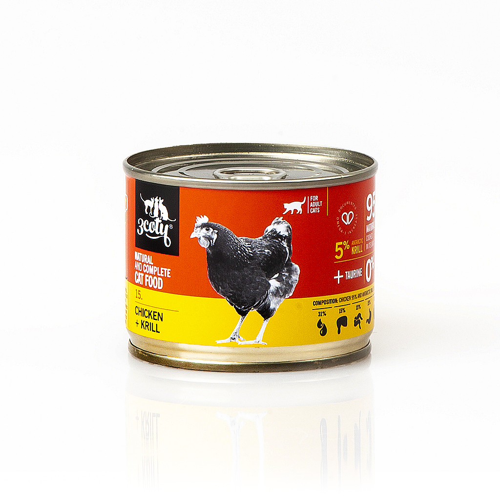 3cotyCom's tweet image. 🐈💛🦐🍗
The familiar chicken flavor loved by many cats is enhanced with 5% Antarctic Krill providing a source of optimal marine Omega-3 as an immune system booster. No plant oils are added to this flavor as the Krill provides sufficient fatty acids.
#meatonlycatfood #qrillpet