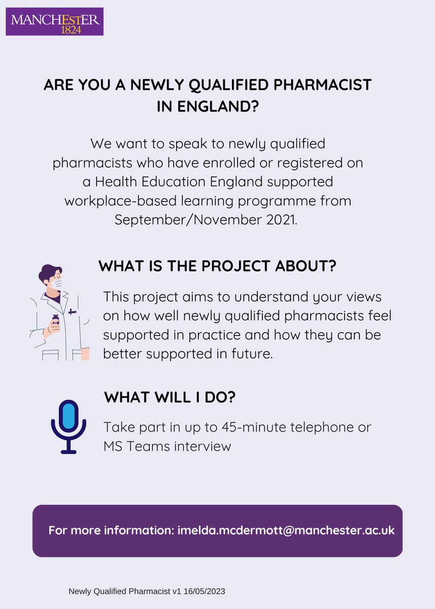 Are you a newly qualified #pharmacist undertaking a workplace-based learning programme? We would like to hear about your experience. Contact me for more details👇