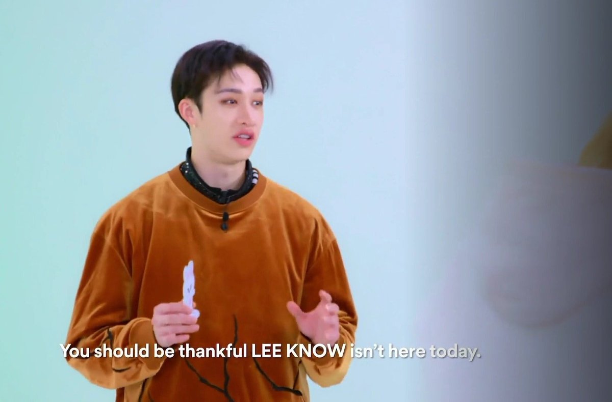 chaannielatte's tweet photo. skz won the game and they're expecting that the prize is Handon Set (korean pork) but the staff gave them "Handon socks" instead and chan be like .. 

"i'll tell you one thing. You should be thankful Lee Know isn't here today"

and the staff burst out laughing ㅋㅋㅋ https://t.co/7IA5CG8oUW