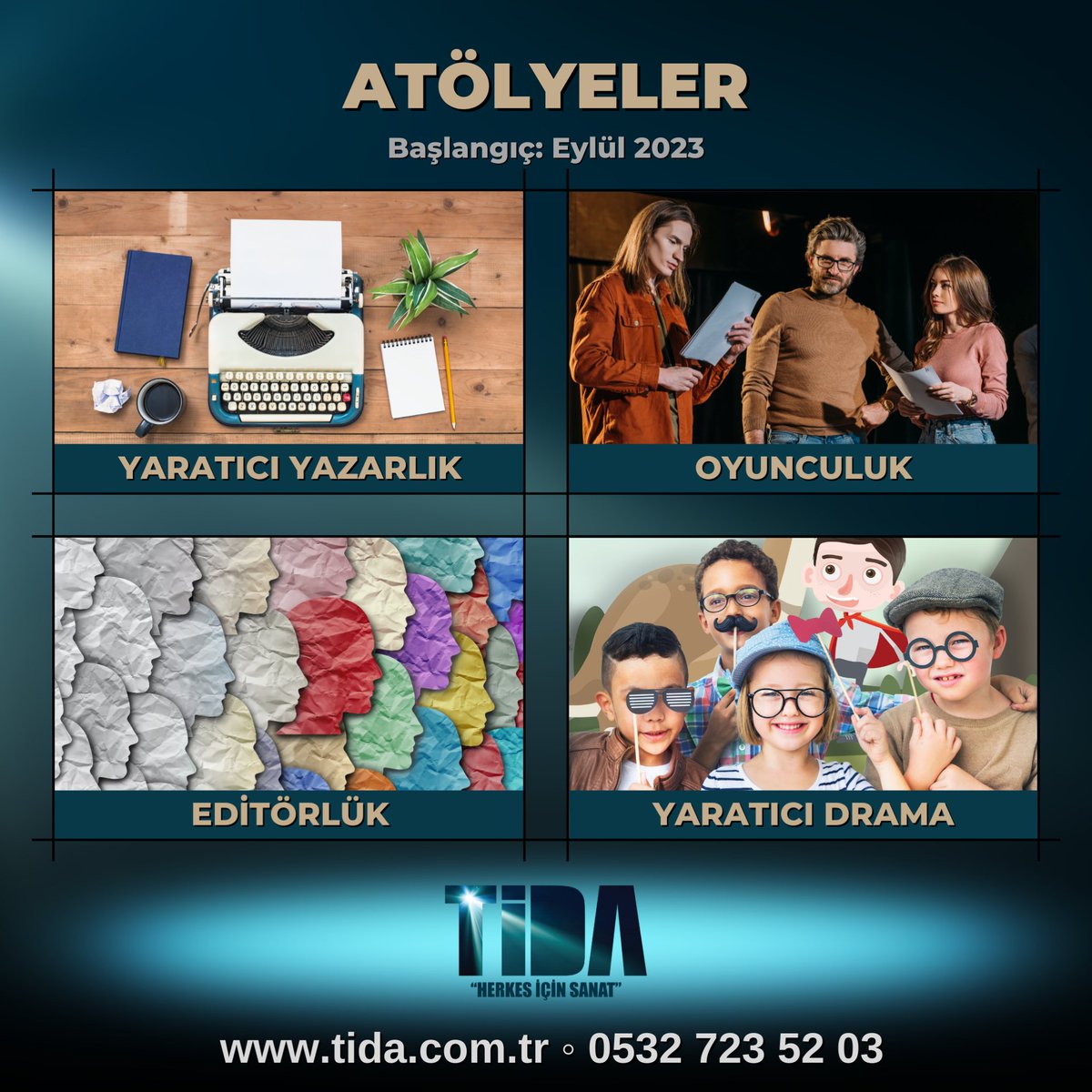 tidasanat's tweet photo. TİDA ATÖLYELERİ🔹2023-2024

1 Temmuz 2023 tarihine kadar geçen sezonun ücretleriyle kayıt yaptırabilirsiniz.

➡️ https://t.co/3vKMhzuheo
☎️ 0532 723 52 03 https://t.co/Y9JCcrRfPo