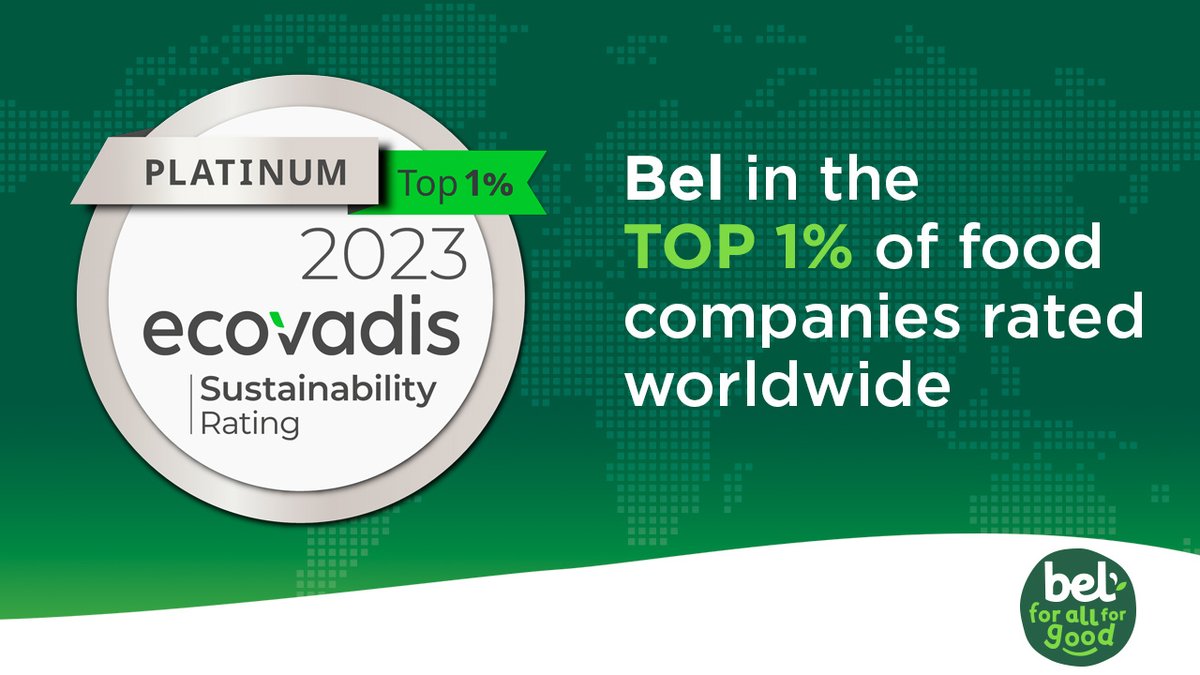 📣👏 <a href="/ecovadis/">EcoVadis</a>' ratings of our #CSR performance are on the rise again this year! With a score of 81/100, <a href="/belcorporate/">Bel Group</a> renews its platinum medal rating (the highest one) and ranks among the TOP 1% of companies assessed by <a href="/ecovadis/">EcoVadis</a>, all sectors and geographies combined.