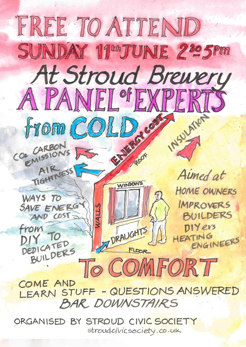 StroudCivicSoc's tweet image. Overheating in Summer? Freezing  in  Winter? Want year round comfort? Learn how to best #retrofit your home &amp;amp; put questions to panel of local experts. FREE event
@StroudBrewery 
This Sun 11th June 2.30-5pm #energysaving #insulation #passivhaus #CarbonEmissions