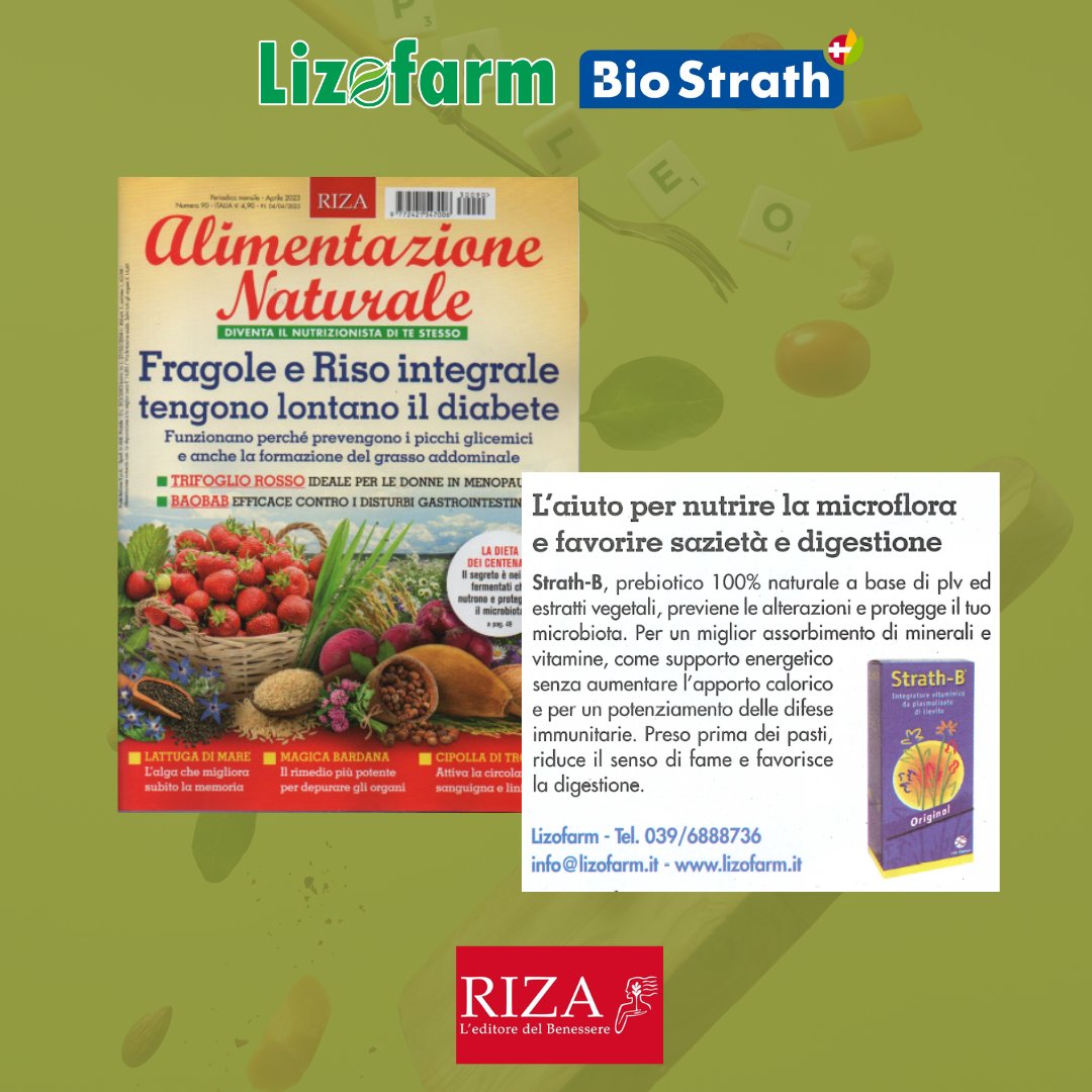 📰 In questo mese di giugno 2023 siamo su “ALIMENTAZIONE NATURALE” di Riza!

La vetrina Lizofarm per avvicinarsi alla stagione più calda è dedicata a STRATH-🅱

🍀 Un piacere per noi essere presenti su una rivista che tratta il tema dell’alimentazione naturale!

#Lizofarm #RIZA
