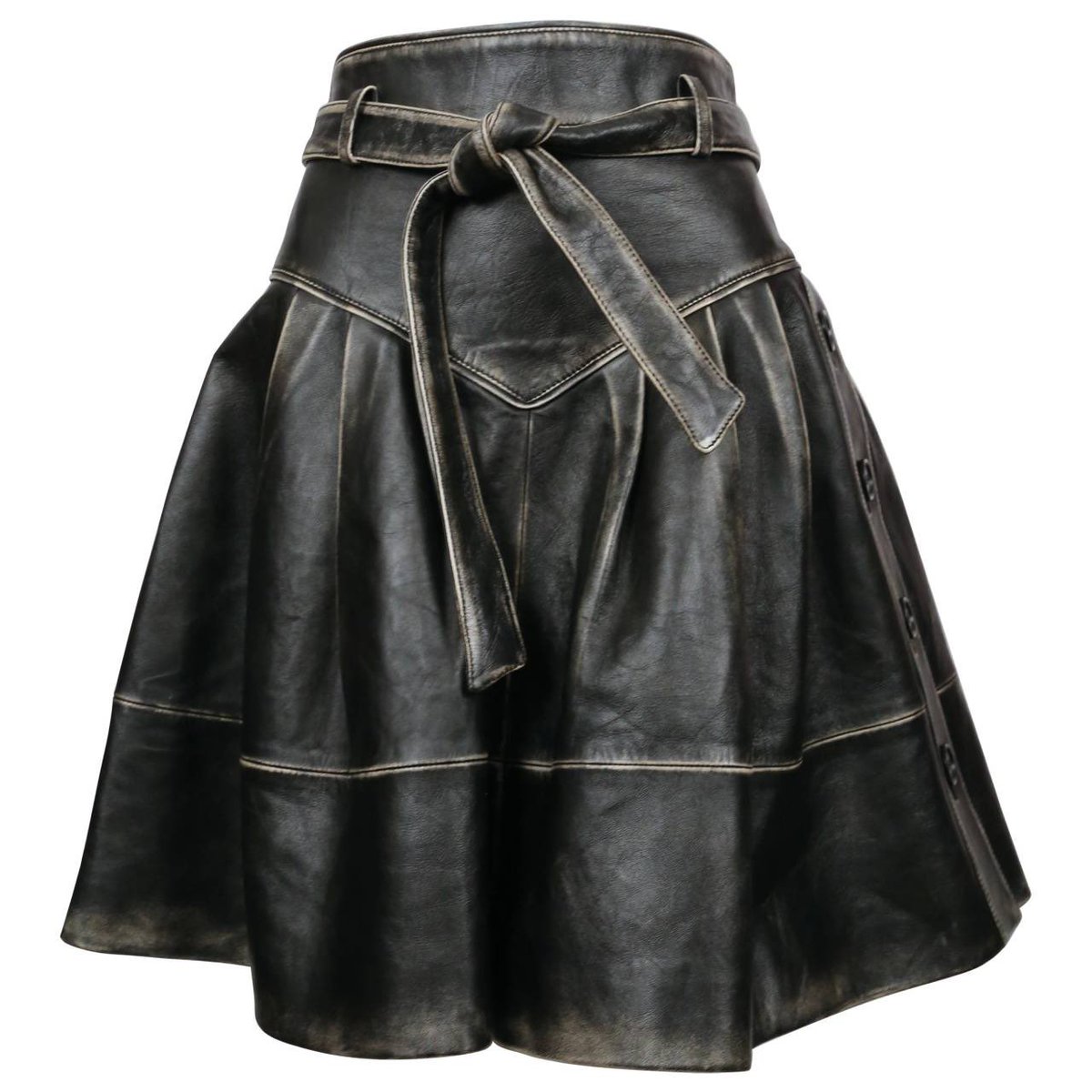 Miu Miu distressed leather skirt 2018