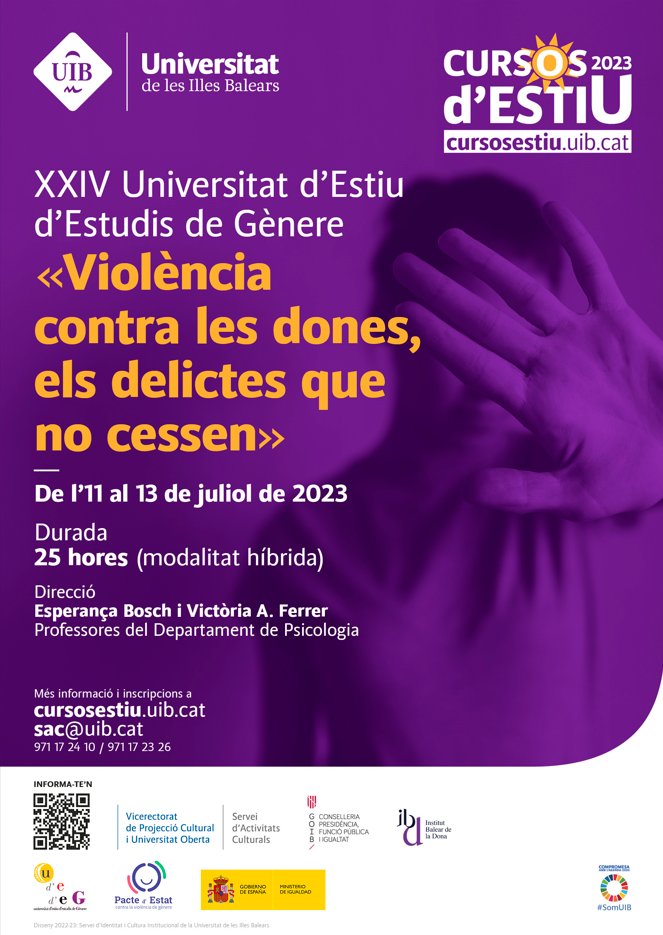 IB_Dona's tweet photo. Universitat d'Estiu d'Estudis de Gènere "Violència contra les dones, els delictes que no cessen"

📆 De l'11 al 13 de juliol de 2023 https://t.co/9iHEjZDWEo