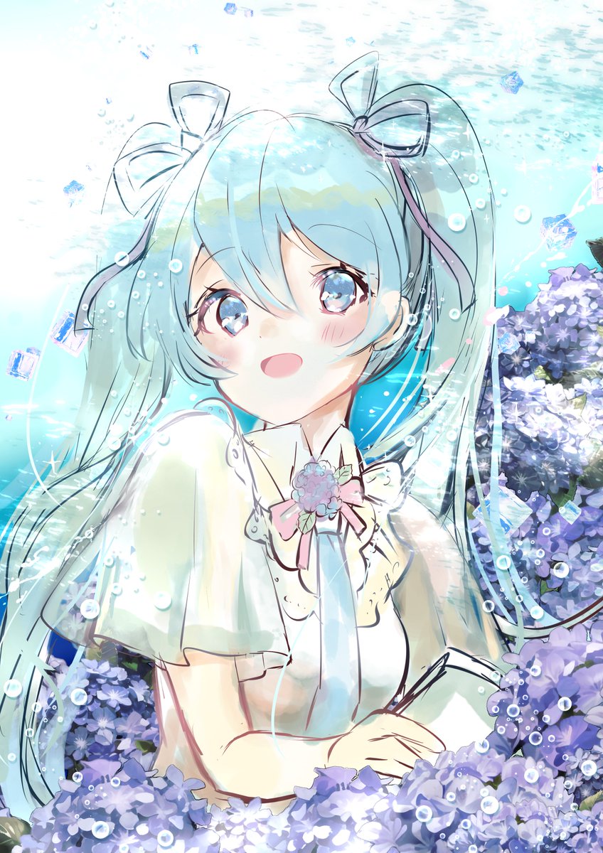 .。o○水中紫陽花○o。.
#初音ミクイラスト #初音ミク