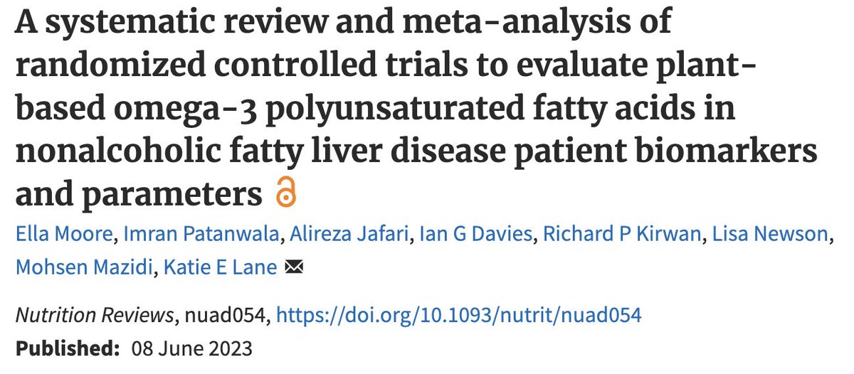 Richie Kirwan (@richie_kirwan) on Twitter photo Just published in <a href="/NutrReviews/">Nutrition Reviews</a> with an amazing team of co-authors including <a href="/drkatielane/">Katie Lane PhD (RNutr Public Health)</a> <a href="/IanGDavies/">Ian Davies</a> <a href="/DrLisaNewson/">Lisa Newson</a> <a href="/i_mp/">Imran Patanwala</a> @ljmusportsi @ljmu_IHR
Plant-based omgea-3 supplementation improves some liver markers and lowers triglycerides in NAFLD
doi.org/10.1093/nutrit…
#NAFLD #omega3 Just published in <a href="/NutrReviews/">Nutrition Reviews</a> with an amazing team of co-authors including <a href="/drkatielane/">Katie Lane PhD (RNutr Public Health)</a> <a href="/IanGDavies/">Ian Davies</a> <a href="/DrLisaNewson/">Lisa Newson</a> <a href="/i_mp/">Imran Patanwala</a> @ljmusportsi @ljmu_IHR
Plant-based omgea-3 supplementation improves some liver markers and lowers triglycerides in NAFLD
doi.org/10.1093/nutrit…
#NAFLD #omega3