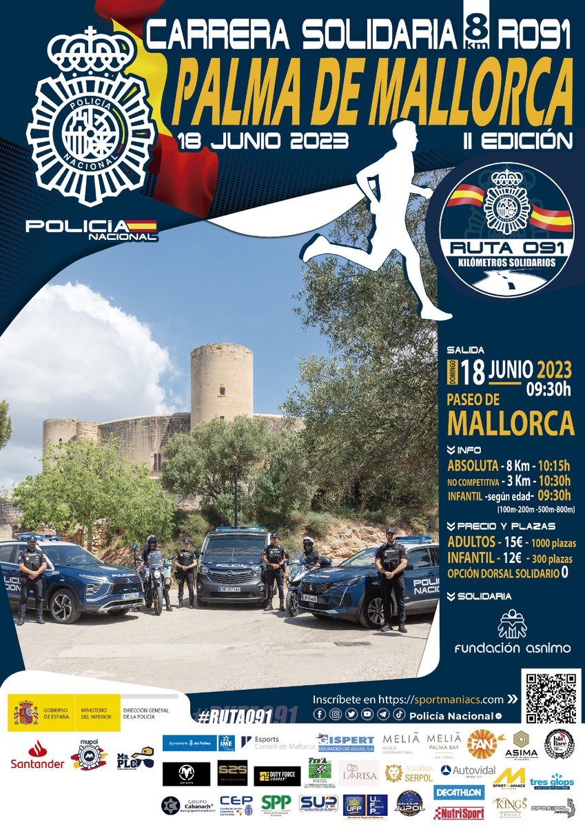 Sólo quedan 2⃣ días para nuestra #Ruta091 de #PalmadeMallorca 

¿Todavía no tienes tu dorsal? Apúntate aquí 👇
sportmaniacs.com/es/services/in…

Vamos a correr a favor de <a href="/asnimobasquet/">Baloncesto Fundación Asnimo</a> 

<a href="/santander_es/">Santander España</a> 
<a href="/polimupol/">Mupol</a> 
<a href="/MrPLC091/">Mr. Policía</a>