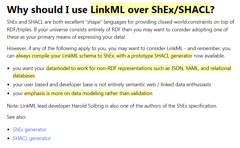 semanticbeeng's tweet image. &quot;Why should I use #LinkML over #ShEx/#SHACL?&quot;

&quot;want your datamodel to work for non-#RDF representations such as JSON, YAML, and relational databases&quot; linkml.io/linkml/faq/why…

#SmartData abstracts over data formats; enables #typelevel lineage and comprehension
#FeatureEngineering