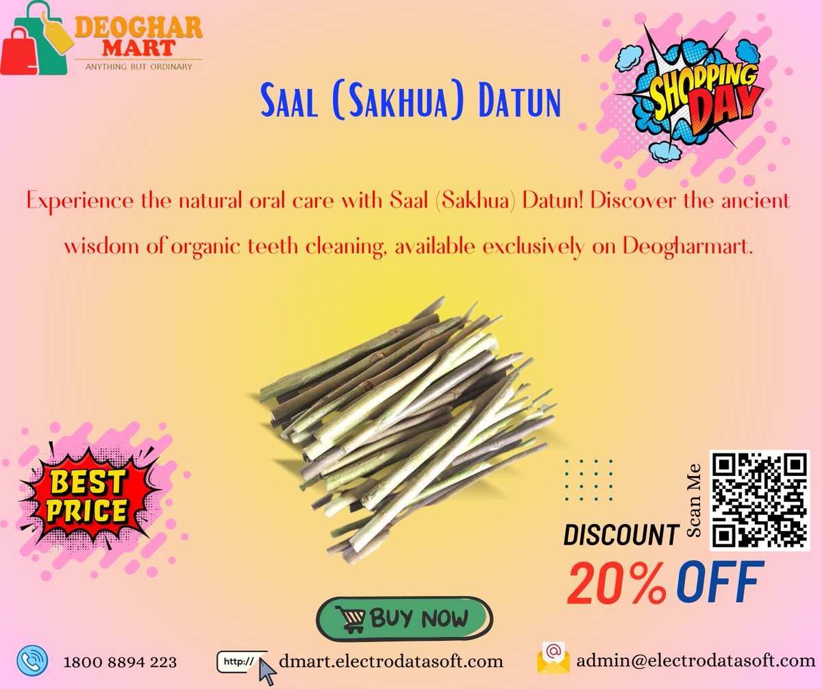 deogharmart's tweet photo. Experience the natural oral care with Saal (Sakhua) Datun! 🌿🦷 Discover the ancient wisdom of organic teeth cleaning,Go back to nature for a healthy smile! 😁
link https://t.co/9HuSEDroia
@satya_prakash1 
@ElectrodataL 
#datun
#oralcare
#organic
#ecommerce
#deogharmart
#india https://t.co/0PtwCojY8o