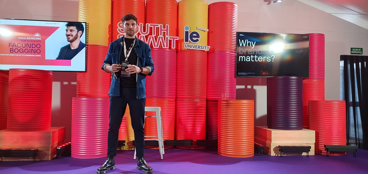 Ya en la tercera y última jornada de <a href="/south_summit/">South Summit</a> hoy estamos  en el Growth Stage con <a href="/facuboggino/">facundo boggino</a>, DCE de <a href="/FutureBrandMAD/">FutureBrand Madrid</a> y su "Agile Branding for Scale Ups"👌
