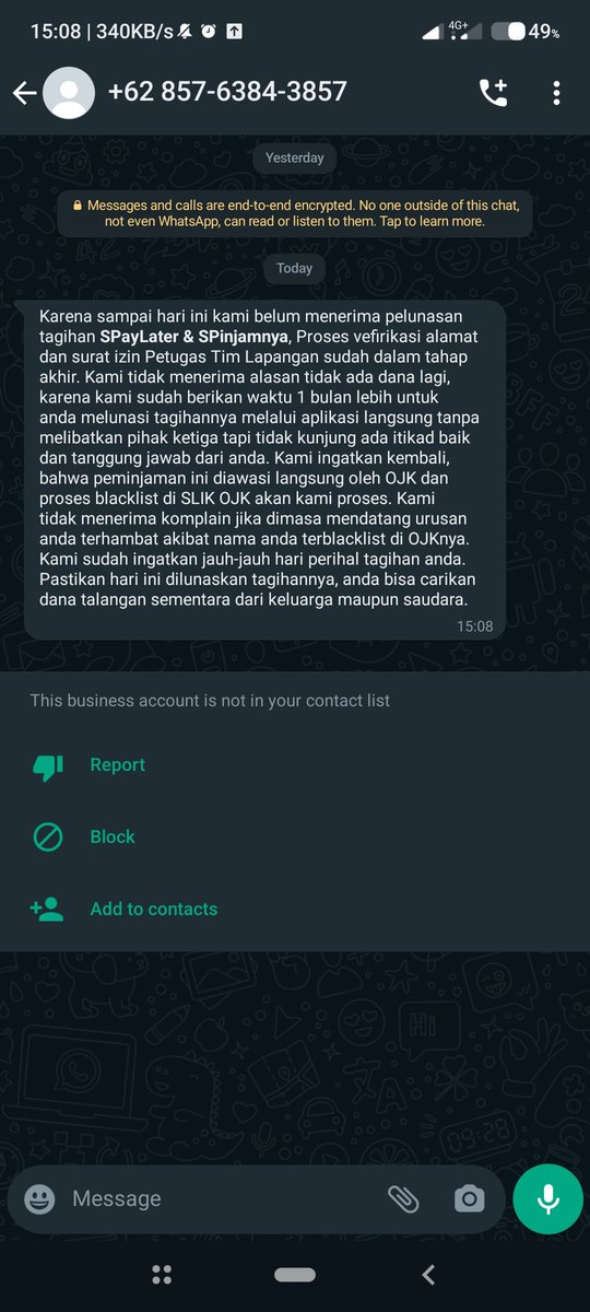 getmici's tweet photo. Kemarin di wa. Sekarang di wa lagi. Apa ini bakal bener" didatengin ges? Aku dom jateng. Aku ada niatan kok nyicil dikit"🥺
#telbay #galbay #pinjol #tulob dc shopee https://t.co/RhOsVJN5Il