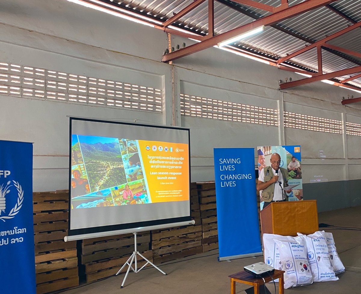 JanDelba's tweet photo. Launching #emergency distributions for 100,000 people in 4 provinces of #Laos🇱🇦, in response to price hikes due to record inflation&amp;seasonal food shortages: 8kg of rice per person donated from @mafrakorea🇰🇷 &amp;  @Irish_Aid 🇮🇪 to overcome food insecurity during rainy season.🙏🏻🙏🏻🙏🏻 https://t.co/Vaiz2lZPrG