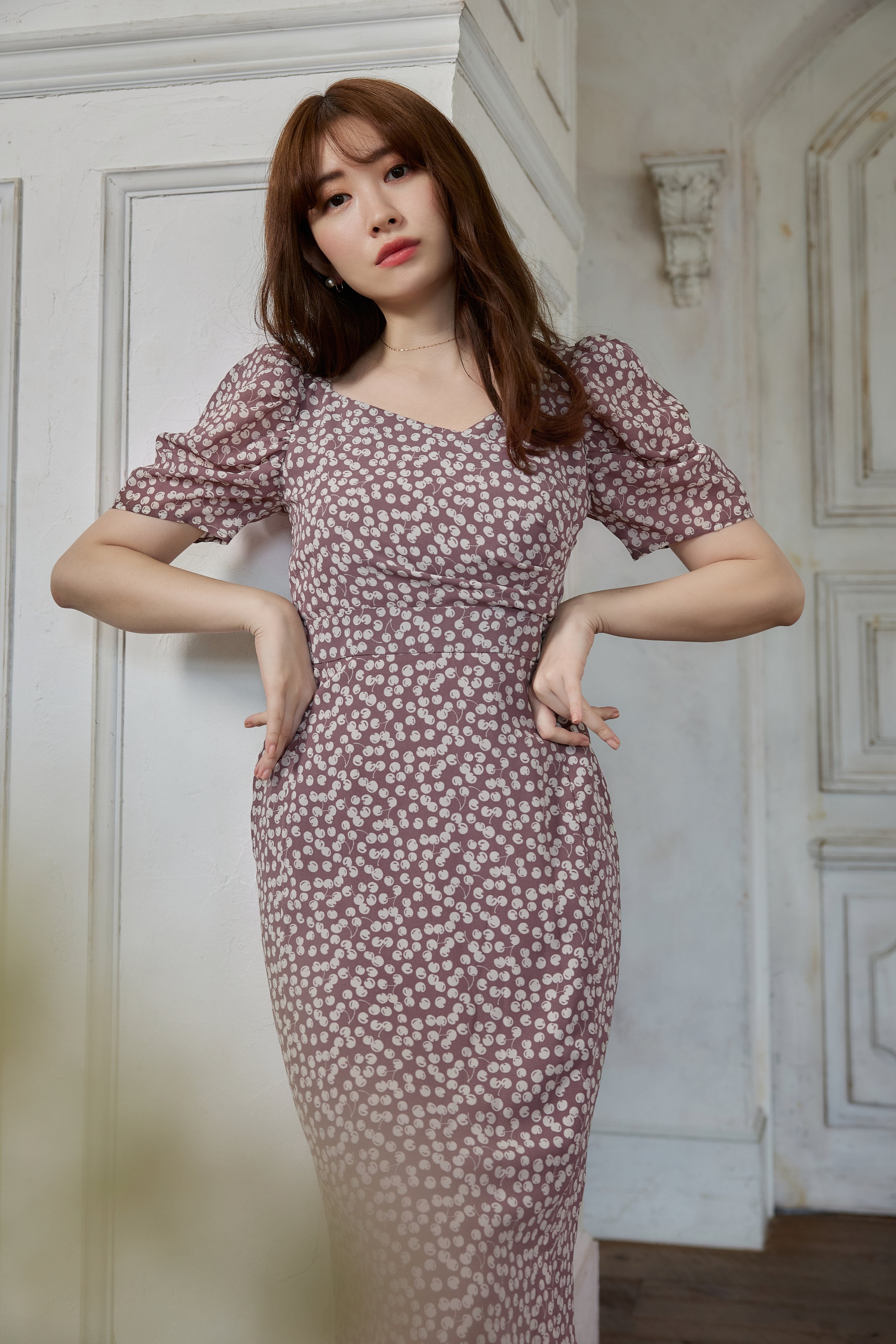 Cherry Pattern Cache-Coeur One-Piece