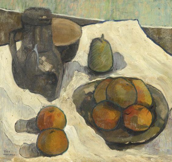 Still life of fruit and pitcher. Anne Estelle Rice. (American, first Hal 20th century). Today’s recipe is a deliciously apple, pear and blueberry charlotte flambéed with rum .Recipe on instagram.com/paolagavin #dessertideas, #desserts #dessertpics #dessert #homemadedesserts #art
