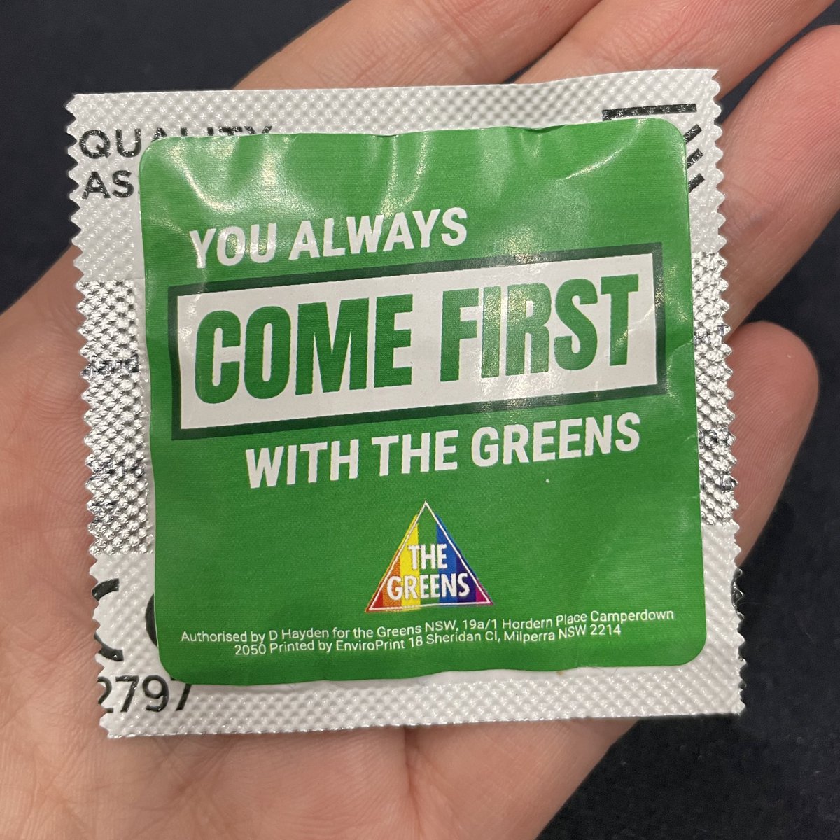 Amelia_Womack's tweet photo. The Green Party in Australia communicating their priorities 😉 https://t.co/SNIH3k0Pst
