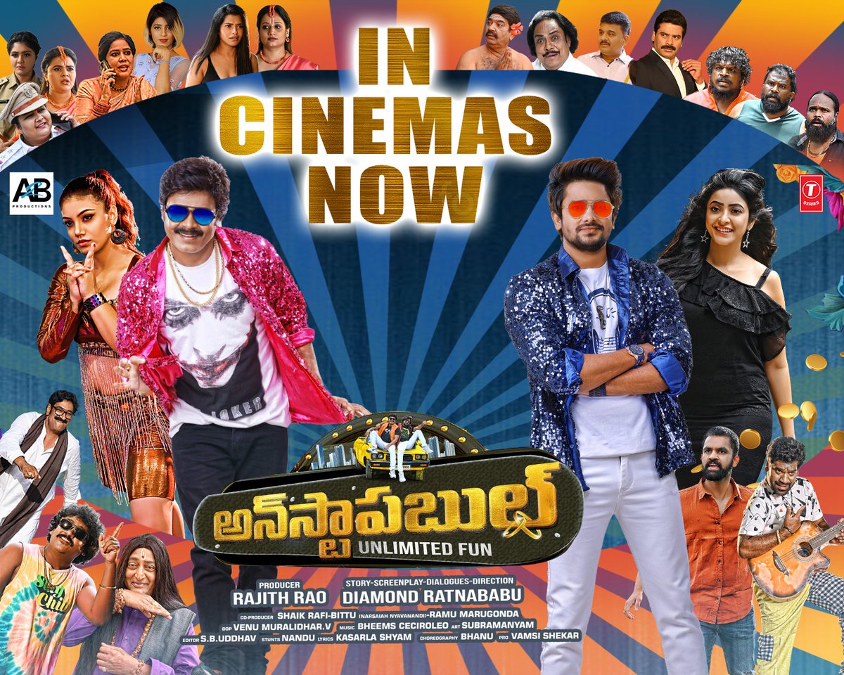 Unlimited Fun Entertainer #Unstoppable is IN CINEMAS NOW 💥🍿

Book Ur Tickets Now to experience uncontrollable laughs 😆
🎟️ bit.ly/UnstoppableTic…

<a href="/VJSunnyOfficial/">VJ Sunny</a> <a href="/MeSapthagiri/">Sapthagiri</a> #AqsaKhan <a href="/Nakshatra_ph/">NAKSHATRA TRINAYANI</a> <a href="/ratnababuwriter/">Diamond Ratnababu</a> #RajithRao <a href="/A2bIndiaOffcl/">A2B India Production</a> <a href="/TSeries/">T-Series</a>