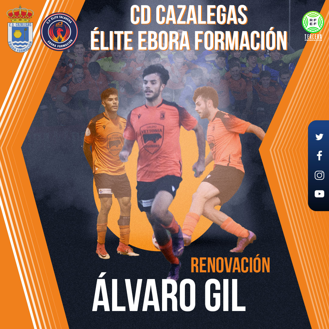 🚨♻️ RENOVACIÓN 2️⃣3️⃣/2️⃣4️⃣  
👏 🔃 Un espectáculo verle subir y bajar la banda izquierda.
⚽ 🧨 La pasada temporada se destapó también como goleador con 6️⃣ tantos.
💪 Seriedad defensiva y proyección ofensiva aseguradas con ÁLVARO GIL.