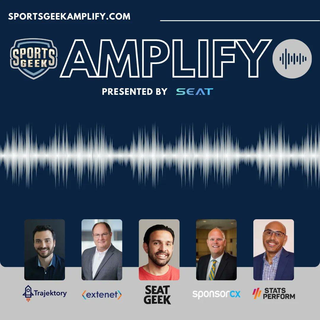 SportsGeek's tweet photo. A new season of #SportsGeekAmplify presented by @SEATconference
Featuring
@trajektory_data
@ExtenetSystems
@SeatGeek
@SponsorCX
@StatsPerform
All episodes hosted by @seancallanan available on @SportsGeek podcast feed and at
https://t.co/GO31dFeHlO https://t.co/w1jch4PqNY