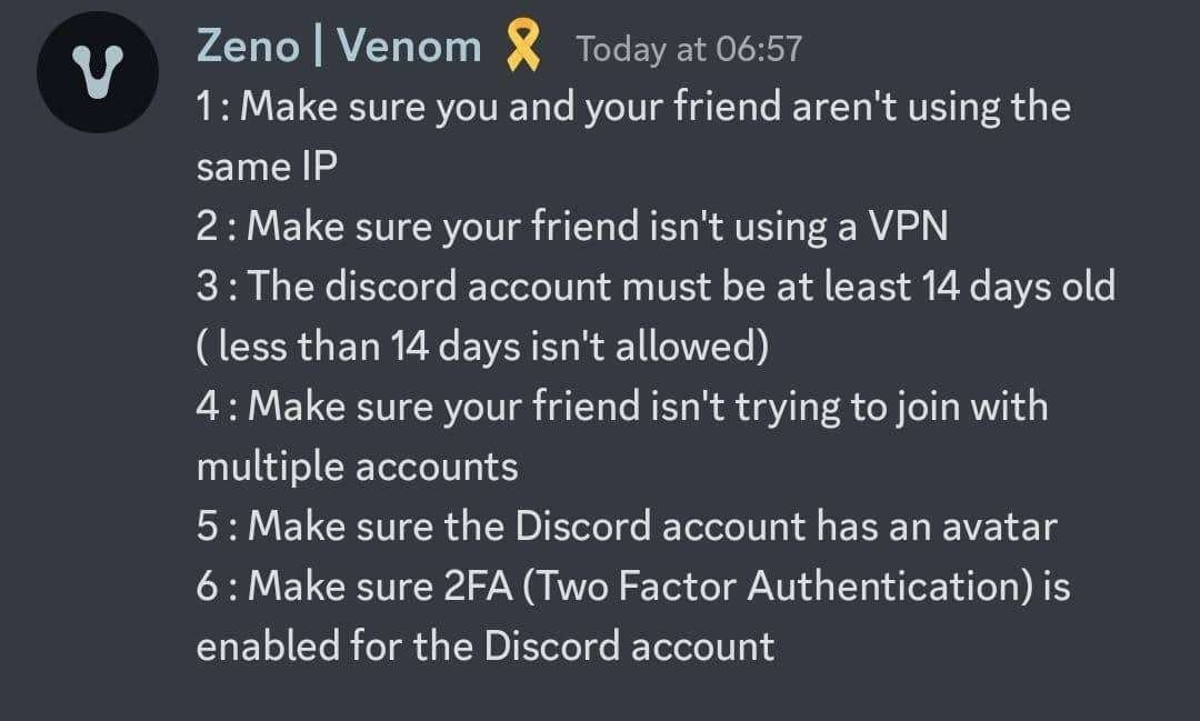 Arkadaşlar venom discord kanalında böyle birşey yayınlandı. Aynı ıp üzerinden testnete katılmayın. VPN kullanmayın. Discord hesabınız en az 14 günlük olsun. Discord 2FA aktif olsun. Eğer olası bir Airdrop dağıtımında multileri eleyecekler.