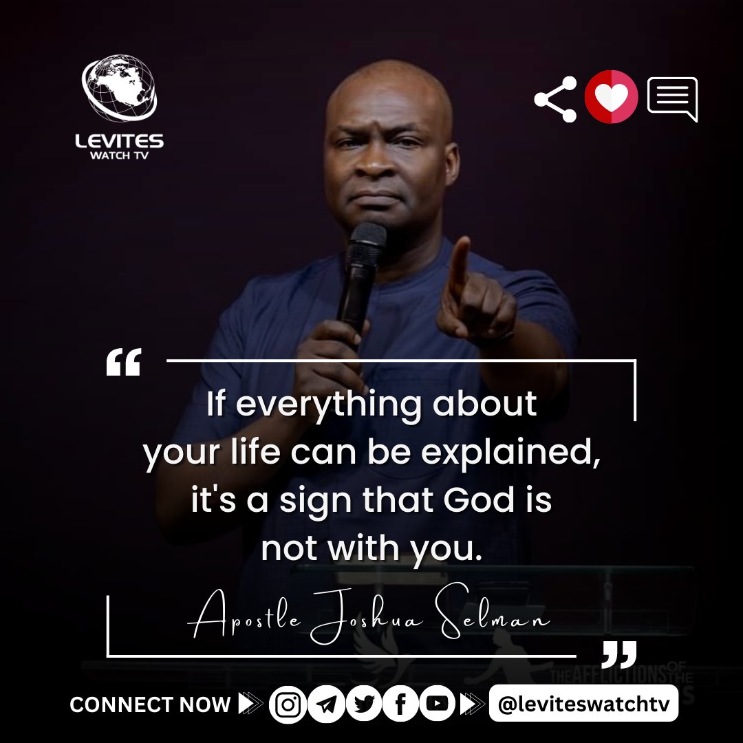 “If everything about your life can be explained, it's a sign that God is not with you.” - Apostle Joshua Selman Nimmak

#apostleselman #apostlejoshuaselman #apostlejoshuaselmannimmak #koinoniaglobal #koinoniaabuja #koinoniaeni #leviteswatchtv