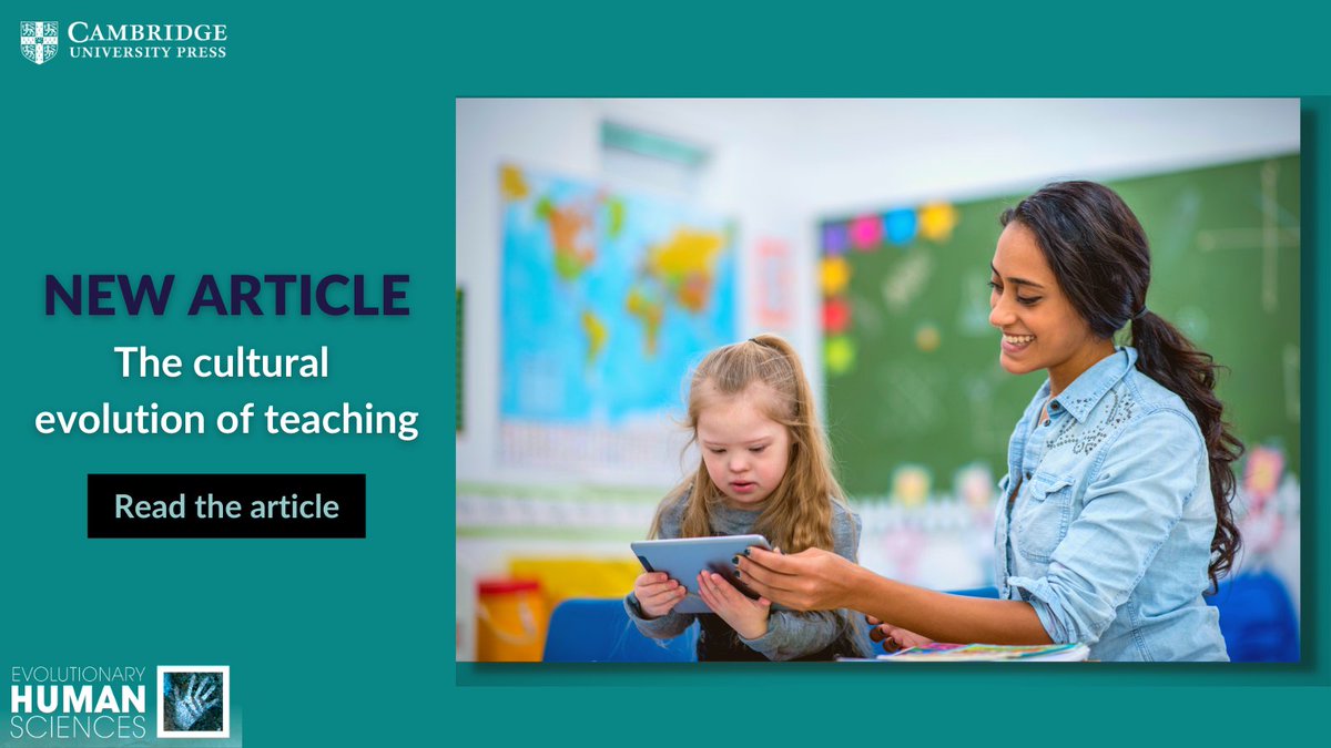 Journal_EHS's tweet photo. The cultural evolution of teaching | Evolutionary Human Sciences | Cambridge Core - https://t.co/qcUfXq382j
By Eva Brandl, Ruth Mace and Cecilia Heyes
#AcademicTwitter #OpenAccess #Journals #Publishing #teaching #cultural_evolution #social_learning https://t.co/FZXiekVXRk