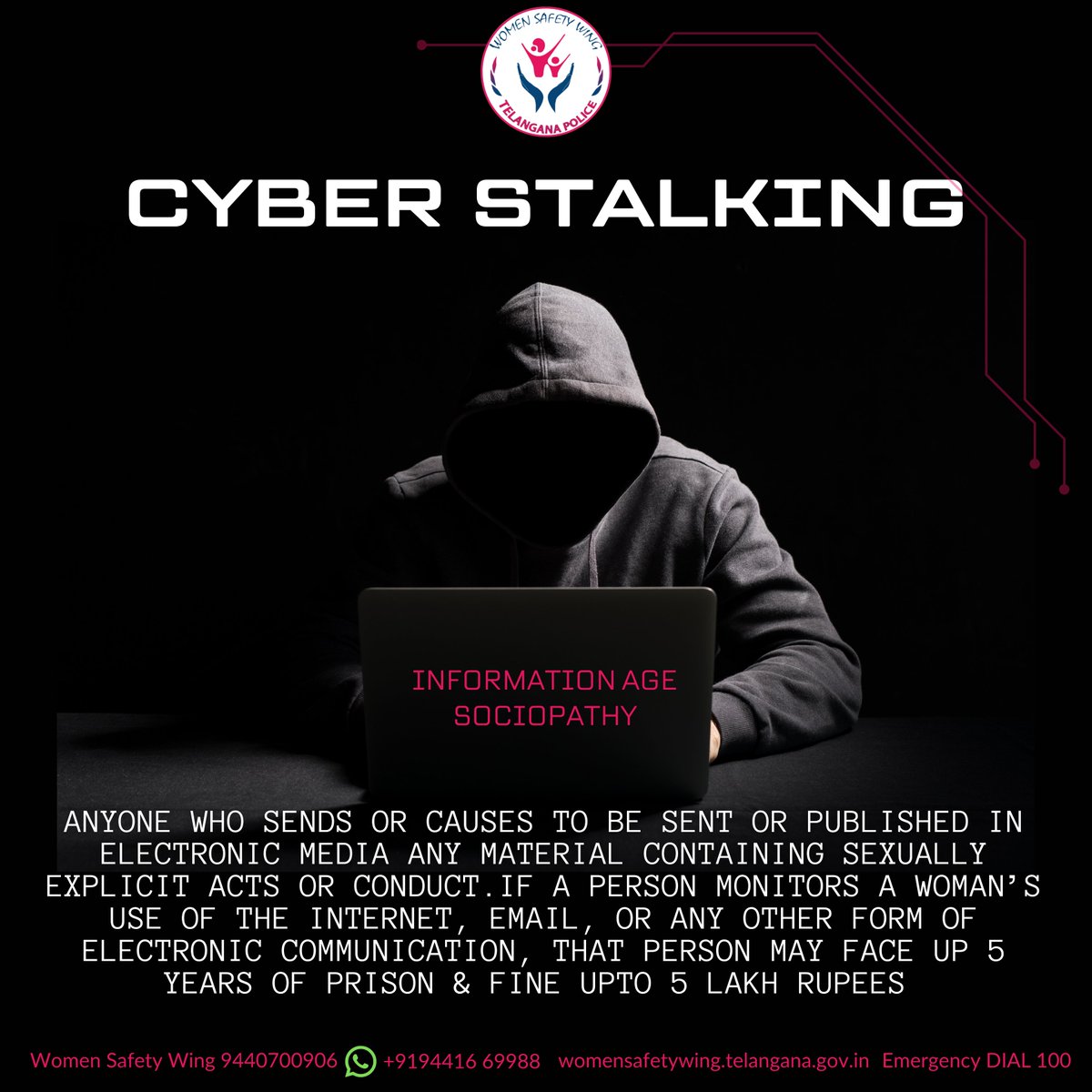 Cyberstalking is a criminal offence & there are serious consequences including jail time! 

#CyberCrime #CyberStalking #Cyberbullying #Digital #Stalking #Crime #Friday #Women #Safety #WomenSafetyWing #TelanganaPolice