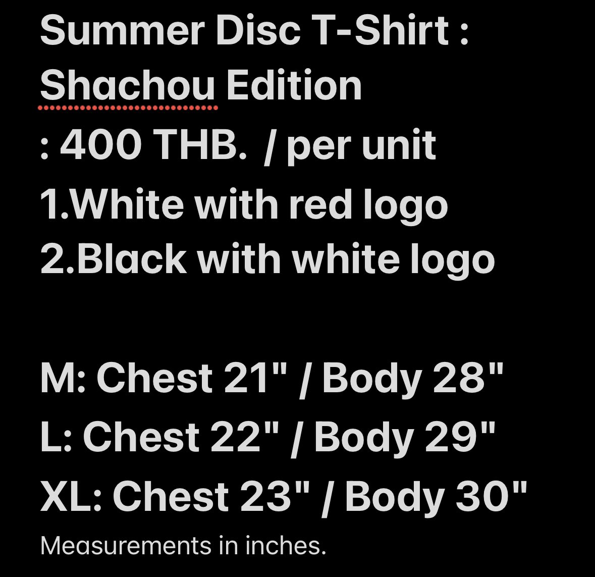 Summer_Disc's tweet photo. Summer Disc - New T Shirt Collection 2023 
"Shachou Edition - 社長エディション"

: 400 THB / Unit 
1.White T- Shirt + Red  logo
2. Black T-Shirt + White logo

Available at #CATTSHIRT 1-2 July 2023 at Queen Sirikit National Convention Center 
#SummerDisc #CatRadio https://t.co/ke9VxGIB37