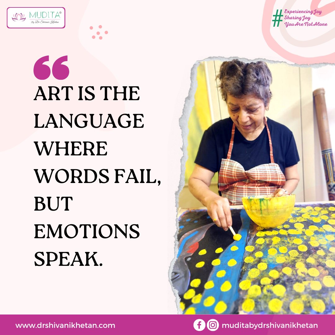 Immerse yourself in the enchanting world of art, where words fall short & #emotions find their voice.

#arttherapy #expressiveart #expressiveartstherapy #drshivanikhetan #mudita #experiencingjoy #sharingjoy #youarenotalone #healyourself #mentalhealth #lifecoach #mentalhealthcoach