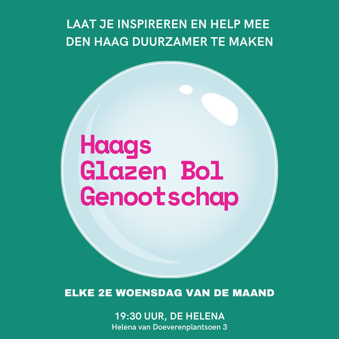 Kom je ook komende woensdagavond naar Glazen Bol Genootschap? Met de Groene Mol, #goedetendenhaag, #stadsoasespinozahof, en #energiekas?