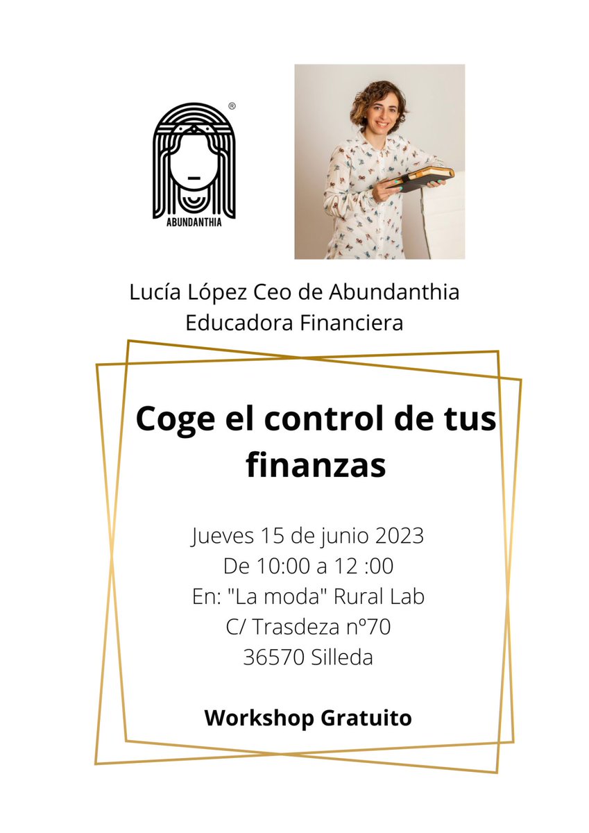 rr_fundacion's tweet image. 🙋🏽Si eres una persona emprendedora/autónoma y sientes curiosidad por la educación financiera, ¡tenemos un PLAN‼️
 
📌El próximo JUEVES 15 de junio a las 10h. en nuestro espacio en Silleda, #LaModaRuralLab, nos visita Lucia López Ferradáns,