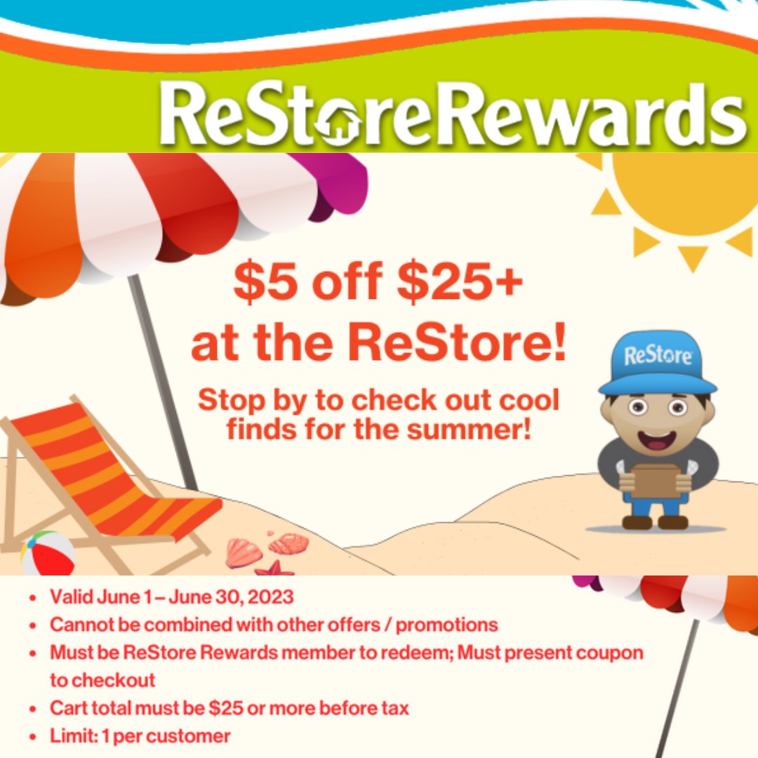 Stay cool this summer with the ReStore! ☀️🏖️😎 Enjoy $5 off your next $25 purchase through June!

#habitatforhumanityrestore #ogden #monkeyjunction #downtownilm #donate #charity #habitatforhumanity #capefearhabitat #capefearhabitatforhumanity #capefearhabitatrestore #wilmingtonnc