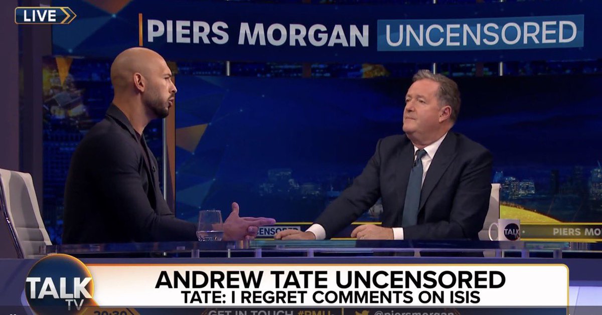 BrexitBuster's tweet photo. I’m old enough to remember when Piers Morgan provided a platform for vile misogynist, suspected sex trafficker and alleged rapist Andrew Tate on his TV show. Lucky no-one actually watches his piss-poor apology for journalism.
#PiersMoron #AndrewTate #TateGate https://t.co/op1tYqa6Pq