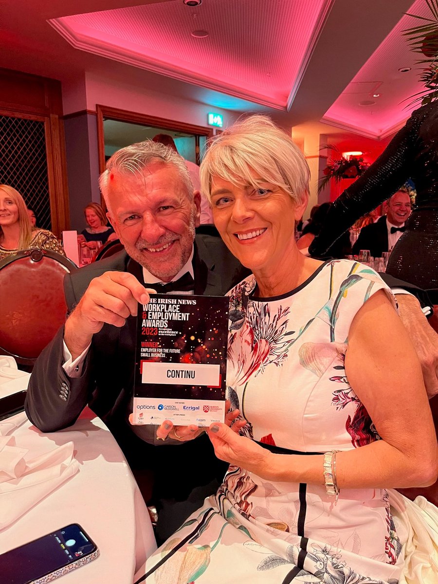 Continu is proud to be named Future Employer of the Year at Irish News Workplace &amp; Employment Awards. We're committed to talent development &amp; sustainable practices. Thanks to the judging panel &amp; all partners! #WEA23 #Continu