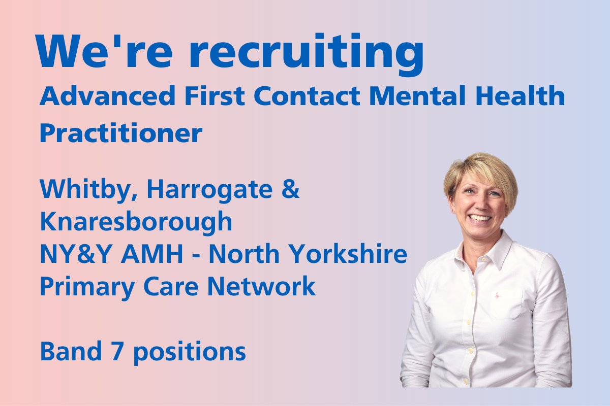 We have exciting opportunities for full time Advanced First Contact Mental Health Practitioners to work within primary care within the North Yorkshire Primary Care Network.