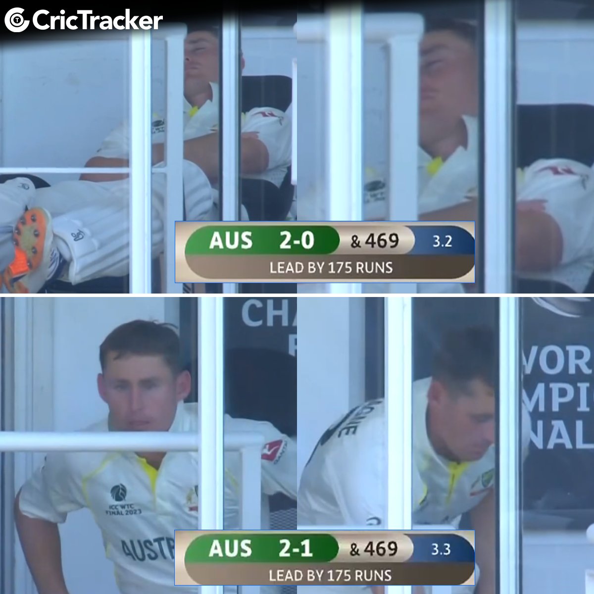 Cricketracker's tweet photo. Mohammed Siraj gatecrashes Marnus Labuschagne's sleep 🤣😂

📸: Disney + Hotstar https://t.co/Gh2Tni9qIn