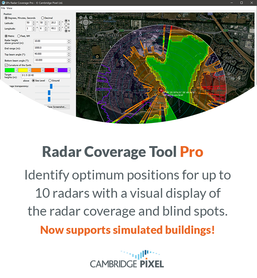 Radar Coverage Tool Pro now supports simulated buildings.
Manually define buildings or import Shapefiles.

To find out more about Radar Coverage Tool Pro, visit: cambridgepixel.com/products/tools… 

#radar #radarsoftware