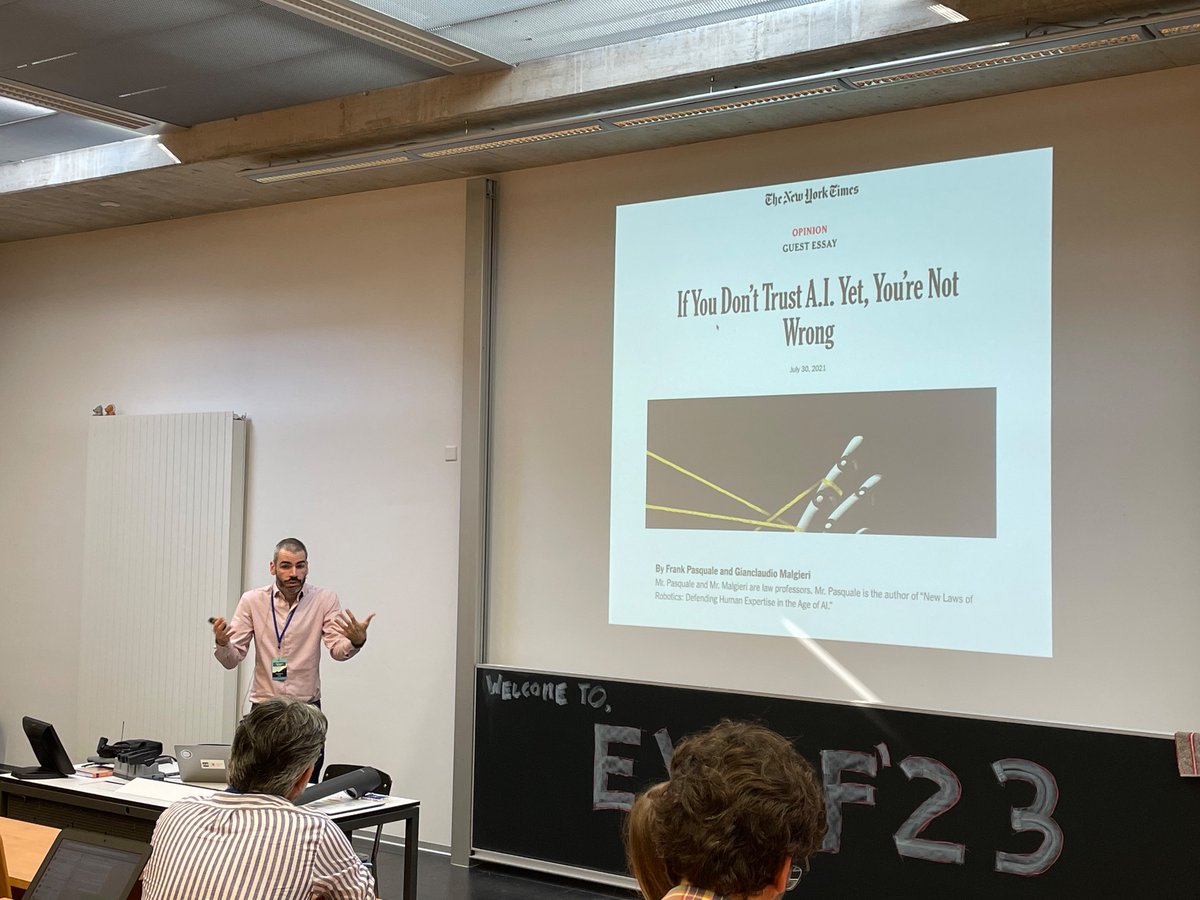 RaphaeleXenidis's tweet photo. Inspiring talk by @JcMalgieri on ‘Fixing AI?’ this morning at #EWAF 2023 https://t.co/8vdEVw68Hk