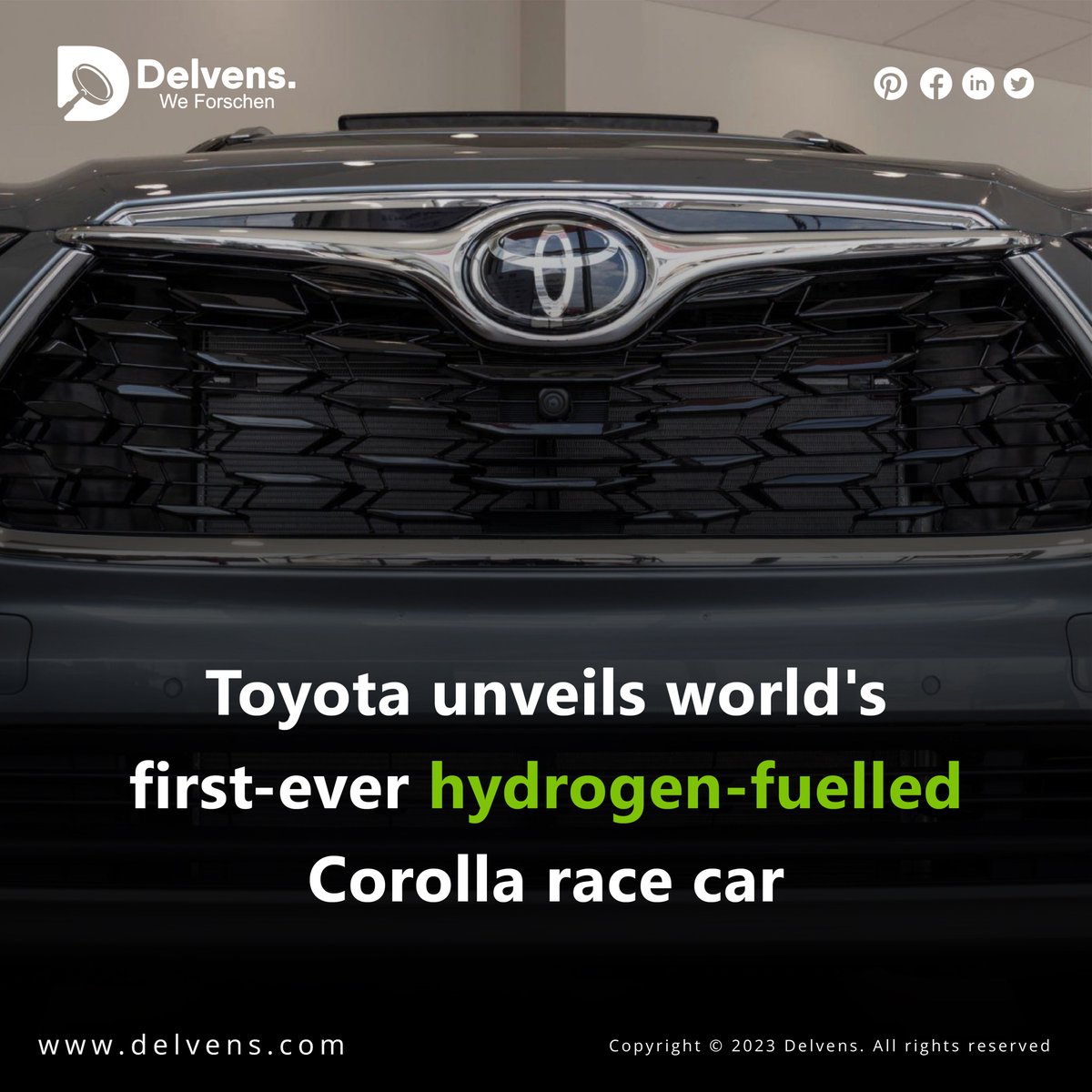 Toyota unveils world's first-ever hydrogen-fuelled Corolla race car  
#delvens #weforschen #strategicdecision #strategicmanagement #power #oil #electricvehicles #naturalgas #alternativeenergy #hydrogen #racecar