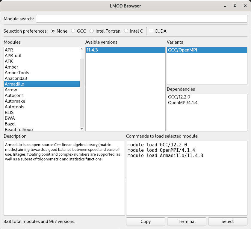 LUNARC_LU's tweet photo. Did you know that the COSMOS Desktop environment contains new updated tools: the LMOD module browser and SLURM Usage monitor. They are found in the LUNARC-Tools menu.

@Lundsuni @LTHinfo @MAXIVLaboratory @insideHPC @HPCwire @ThinLinc  

#HPC #easyhpc https://t.co/Eof3qZjIw8