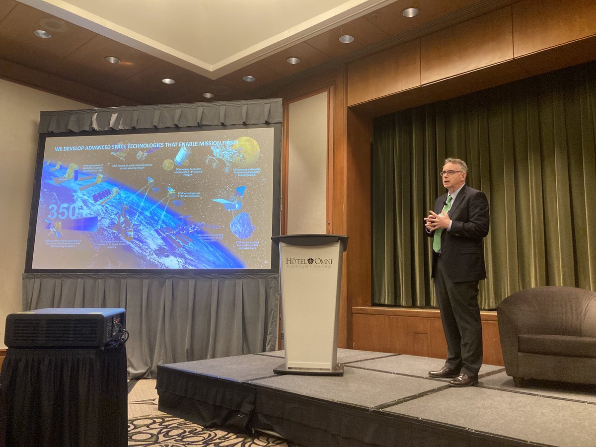 roboticscouncil's tweet image. Charles Deguire ⁦@KinovaRobotics⁩ introduces Andrew Allen ⁦@MDA_space⁩ for the keynote at the #canadianrobotics symposium - moonshots like putting a robotic arm in space inspires the next generation of young robotics experts