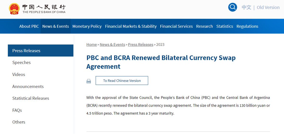Esquivella's tweet photo. Austeridad oriental en el comunicado del swap de parte del Banco Central chino. https://t.co/xegisnDdsg