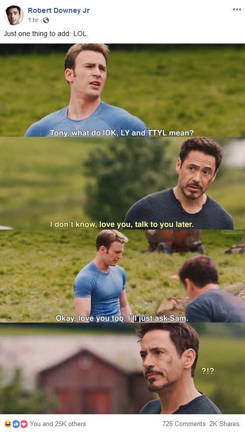 remember the time when rdj ran a stevetony fanpage on facebook