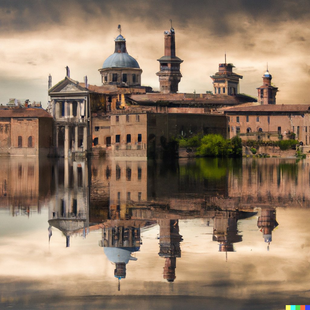PalazzoDucaleMN's tweet photo. Abbiamo chiesto all'intelligenza artificiale che aspetto avrebbe oggi #Mantova se il colpo di stato del 16 agosto 1328, quando i #Gonzaga presero il potere a scapito dei #Bonacolsi, fosse fallito.
#artificialintelligencemuseums #museumsAI #museumsandAI #MuseumWeek2023 #IA https://t.co/eGJEoaz9Zq