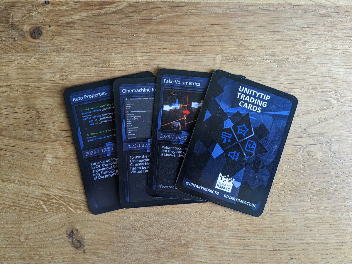 marcel_wiessler's tweet image. Fun marketing idea by the guys at @BinaryImpactG:

#unitytip.s as trading card game

🎲